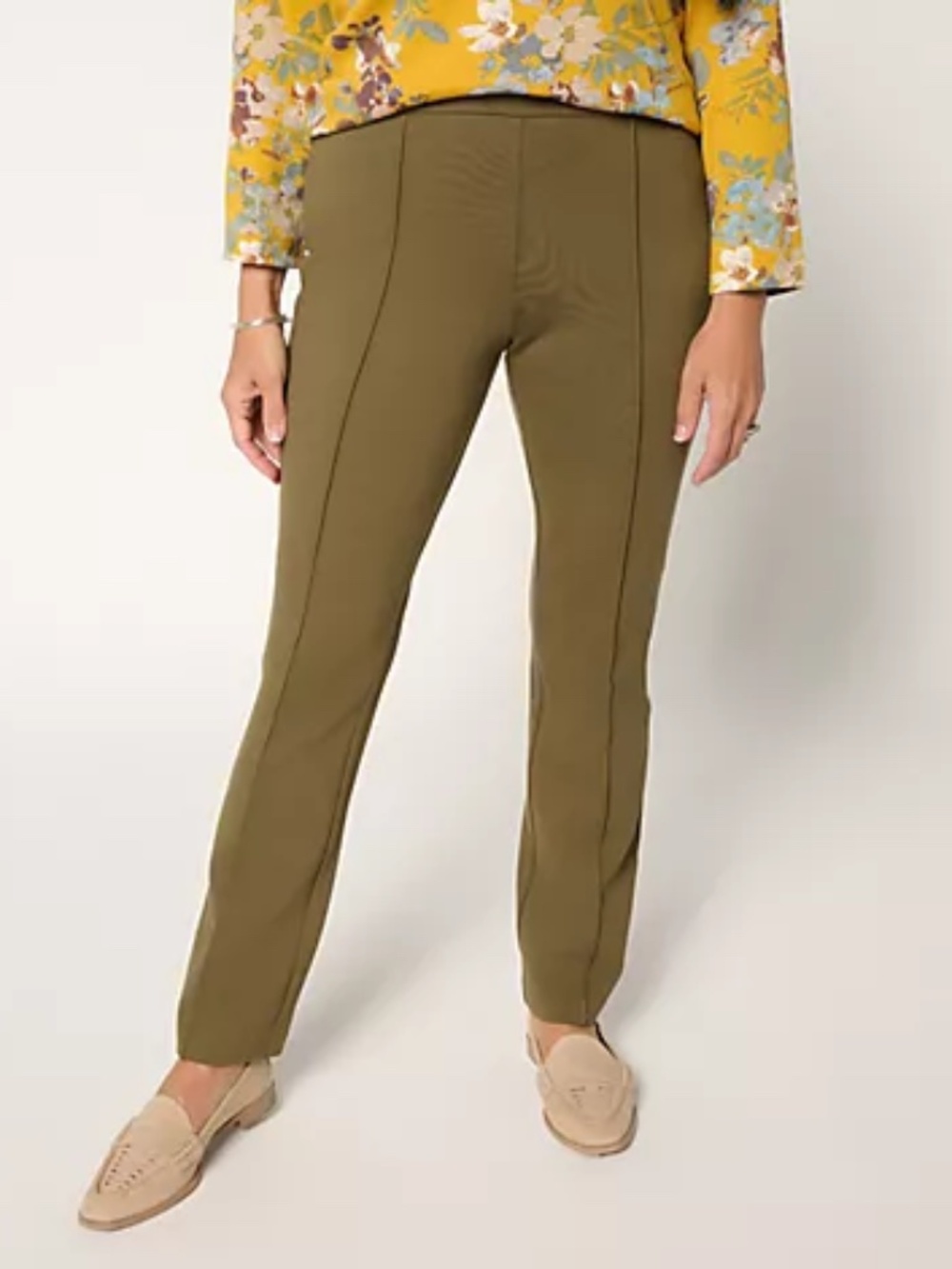 Martha Stewart Signature Regular Knit Ponte Ankle Pants, Sz M a706564